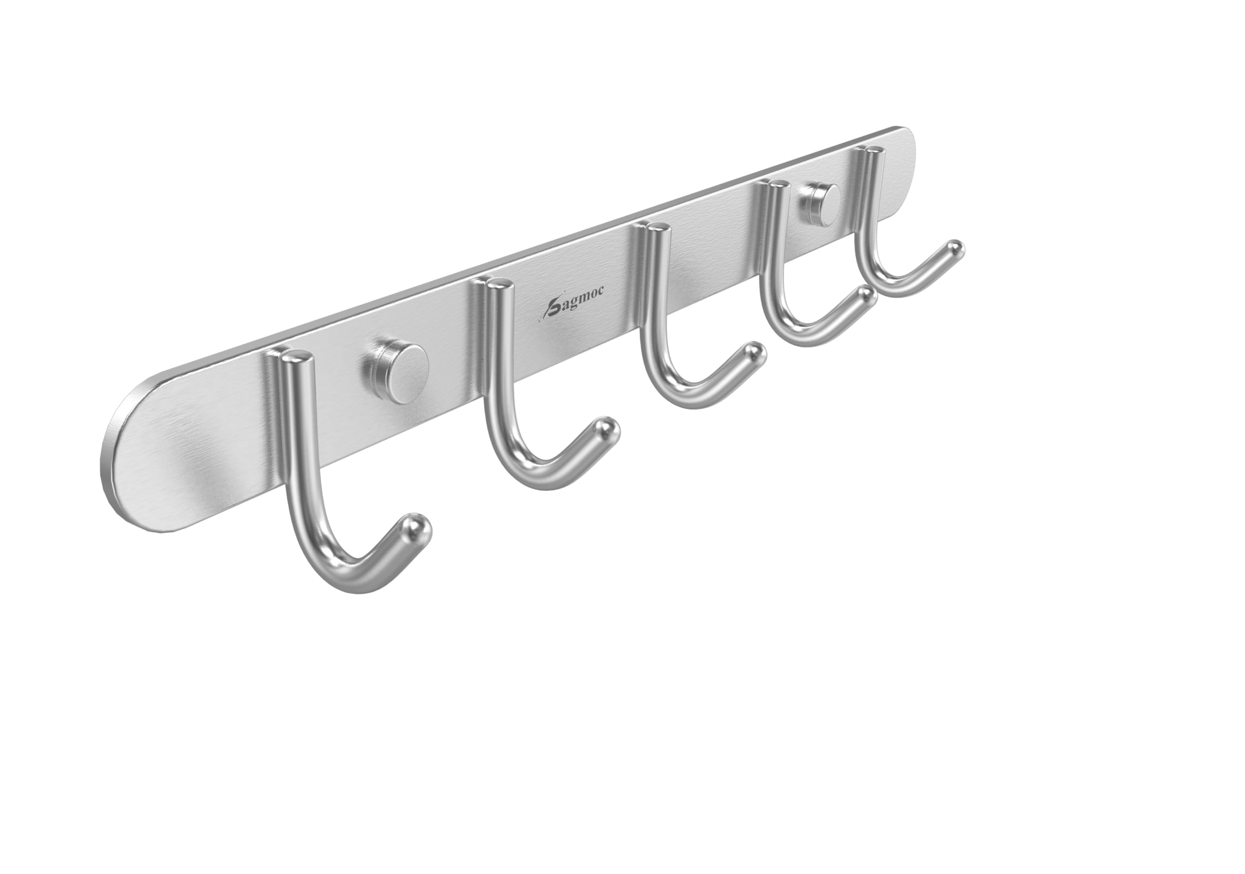 Sagmoc Coat Hook Rail Brushed Nickel 13-inch 5 Hooks Hanger Wall Mounted for Clothes/Key/Towel /304 Stainless Steel/Super Easy Installation/Rust and Water Proof/Perfect Home Storage