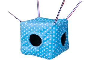 neolun Ferret Cube Hammock Hanging Bed for Ferrets Rats Chinchilla Sugar Gliders or Other Small Animals with Lace Trim(Light Blue)