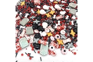 WERARU Halloween Sprinkles I 3.5oz I Orange And Black Sprinkles I Eye, Bone Sprinkles I Cake Cupcake Toppers Cookie Dessert Sprinkles Decorations