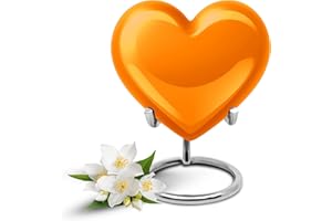 Casketique Orange Personal Urns for Human Ashes - Small Personalized Keepsake Urn for Ashes - Funeral Urns for Adult Male & F