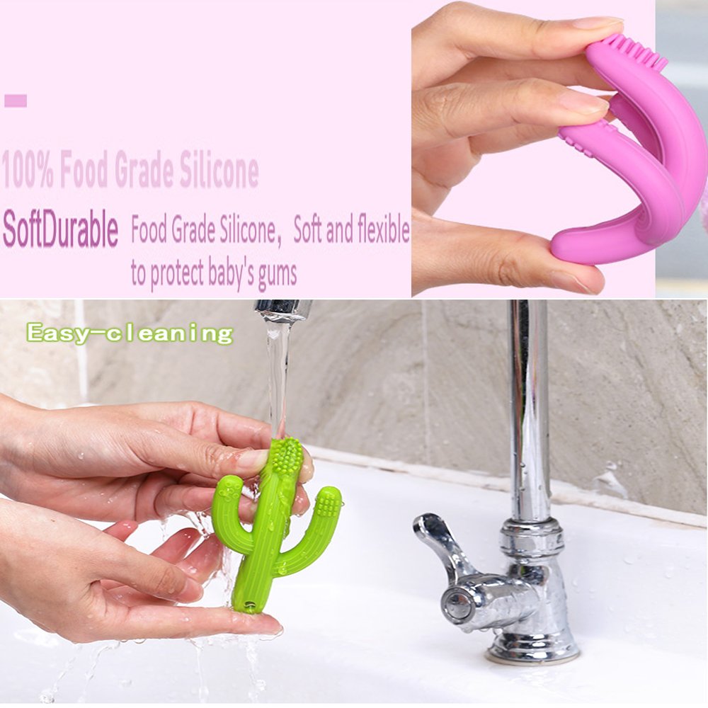 OUZIFISH Baby Infant Training Toothbrush and Teether,Finger Toothbrush