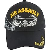 Military Air Assault Baseball Cap, Black with Emblem Shadow, Embroidered Design