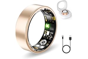 FKGZJF Health Rings for Women Men, Fitness Tracker with Heart Rate,Blood Oxygen, Blood Pressure, Sleep Tracker, Step Tracker, No Subscription Fee, IP68 Waterproof Smart Ring for iphone & Android (Gold 10#)