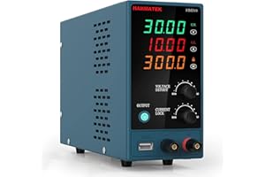 Adjustable DC Power Supply (0-30 V 0-10 A) with Output Enable/Disable Button HANMATEK HM310 Mini Variable Switching Digital Bench Power Supply with USB Charging