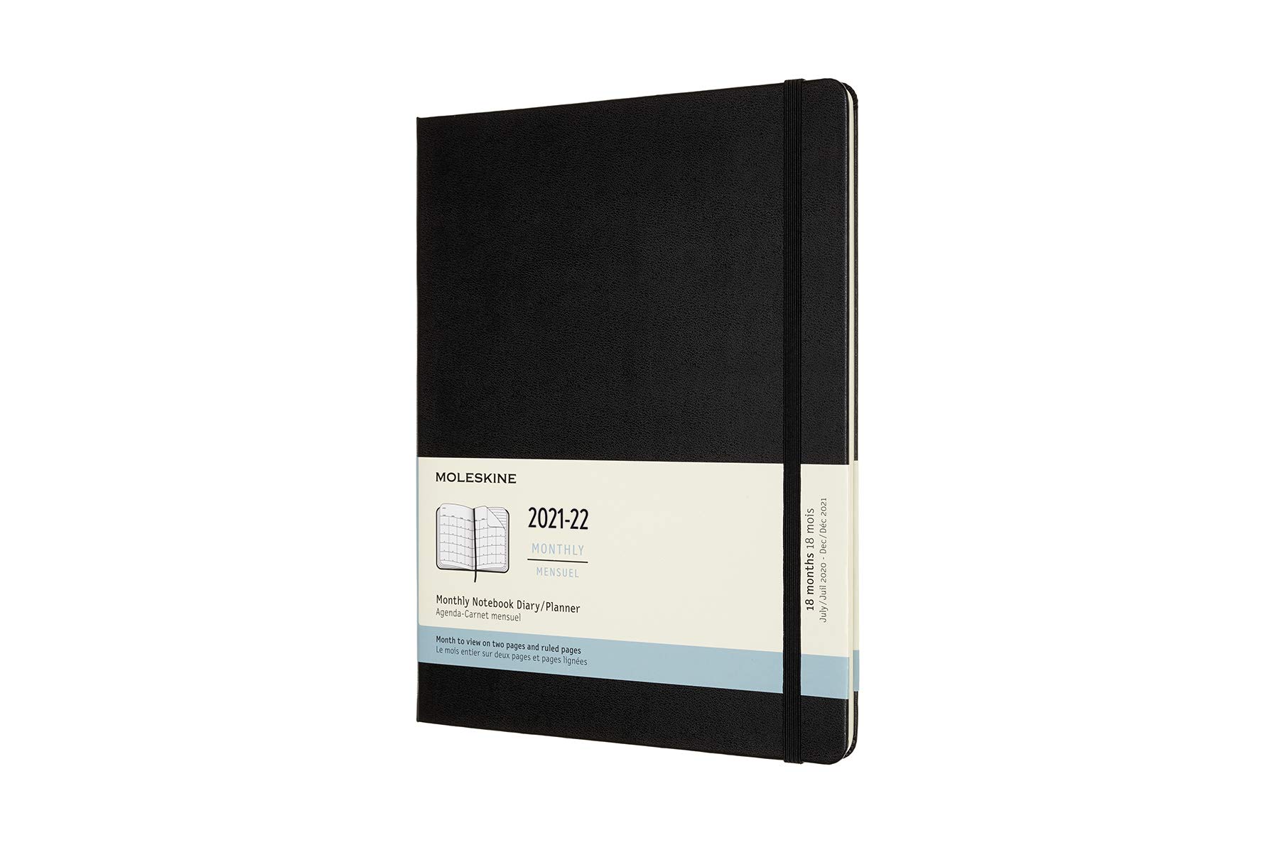 Moleskine - 18-Month Monthly Planner/Diary, Monthly Planner 2021/2022, Monthly Planner with Soft Cover and Elastic Closure, Size X-Large 19 x 25 cm, Colour Black, 128 Pages