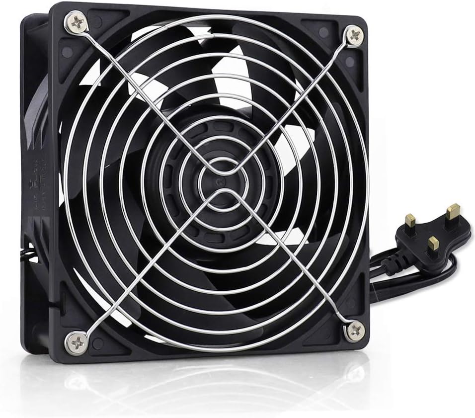 GDSTIME 120mm 240V Cooling Fan 120mm x 38mm 220V 230V AC EC High Performance Fridge Axial Fan with UK Fused Plug