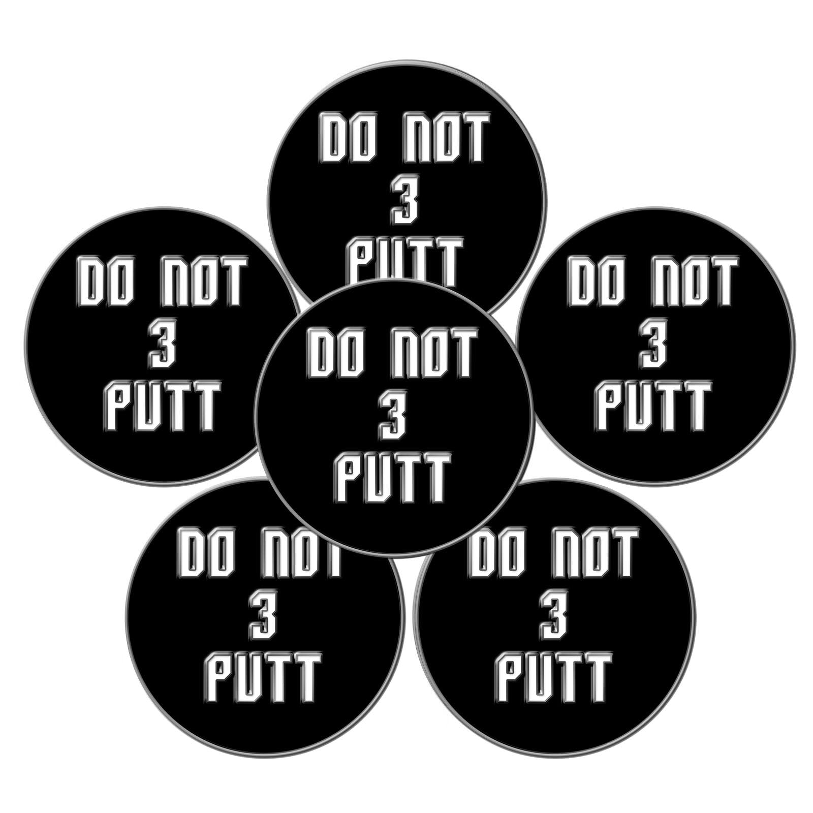 FINGER TEN Golf Ball Marker for Ladies Men Value 6 Pack, Golf Accessories Ballmarker Magnetic fit Golf Divot Tools Hat (3 Putt Black)