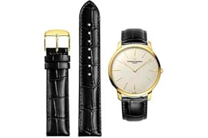 HEYOZURY Watch Bands Genuine Leather Embossed Alligator Grain Calfskin Replacement Strap for Women Men Bracelet Choose Color Width 16mm 17mm 18mm 19mm 20mm 21mm 22mm 22mm 24mm