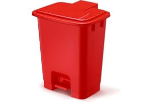 Yiyiring 5 Gallon Red Step on Trash Can Hands-Free Waste Bin with Odor Control Lid Touchless Sanitary Use Garbage Can for Lab Dental Home Clinic Office