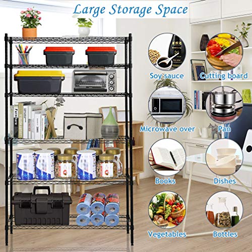 Dkeli Metal Wire Shelving Unit NSF Heavy Duty 6Tier Height Adjustable