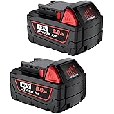 Replacement for Milwaukee M-18 Battery:2 Pack 18V 8.0Ah Lithium Batteries Compatible with Milwaukee Battery 48-11-1862 48-11-1860 48-11-1828 48-11-1815 48-11-1822 Cordless Power Tools (8.0Ah 2Pack)