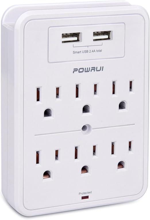 Surge Protector, POWRUI USB Wall Charger with 2 USB Charging Ports