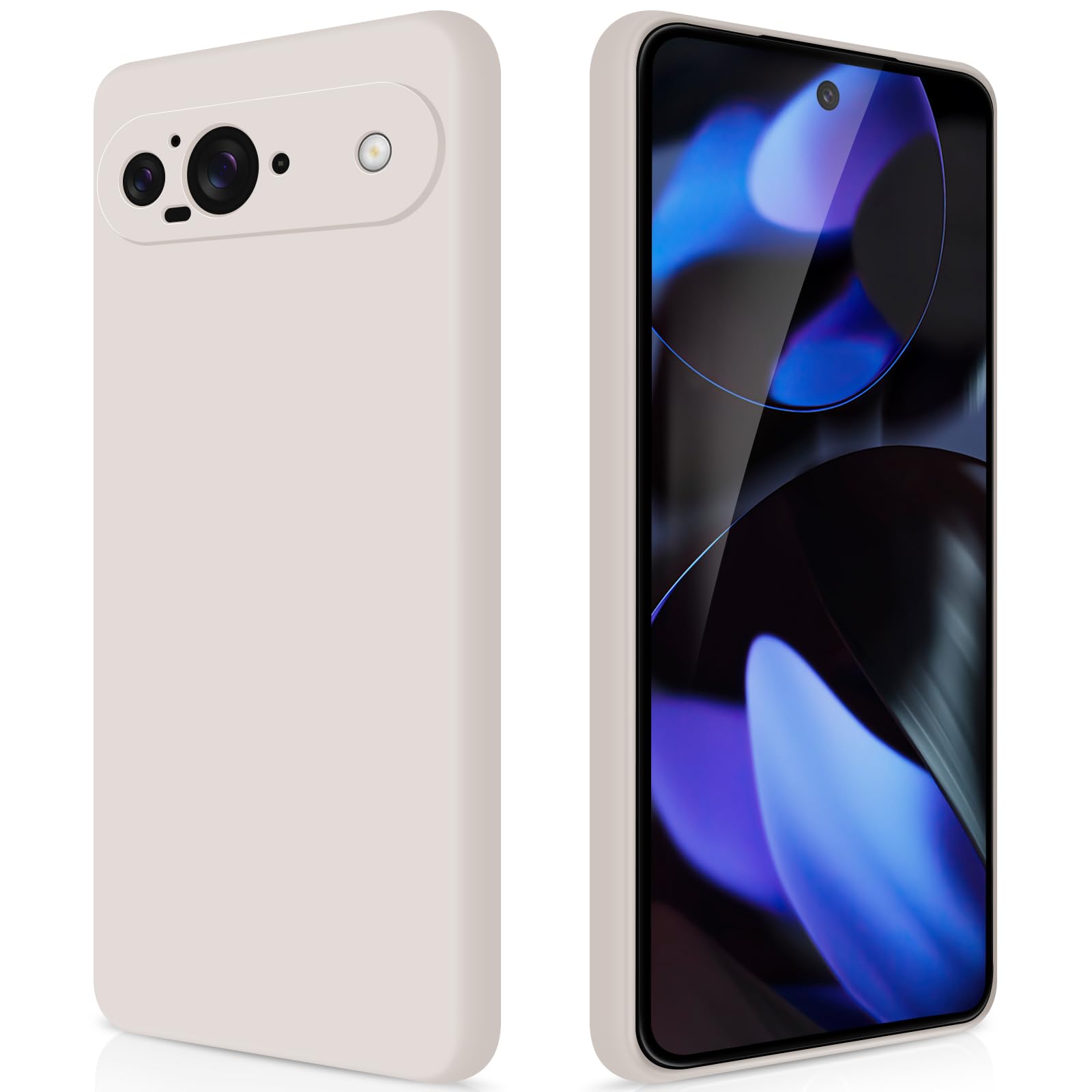 GiiYoon Case Compatible with Google Pixel 9, Silky-Soft Touch Full-Body Protective Phone Silicone Case, Shockproof Cover with Microfiber Lining, off white