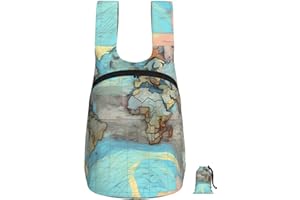 CNTDBU Cartoon World Map Foldable Backpack 16l-Lightweight Packable Daypack For Travel, Waterproof Hiking Backpack With Zippe