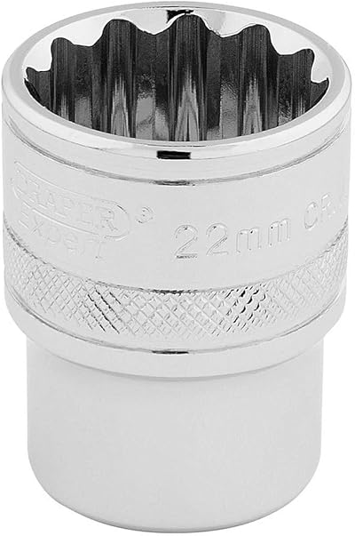 Draper 33368 1/2 Inch Square Drive 12 Point Socket 22mm Chrome Vanadium