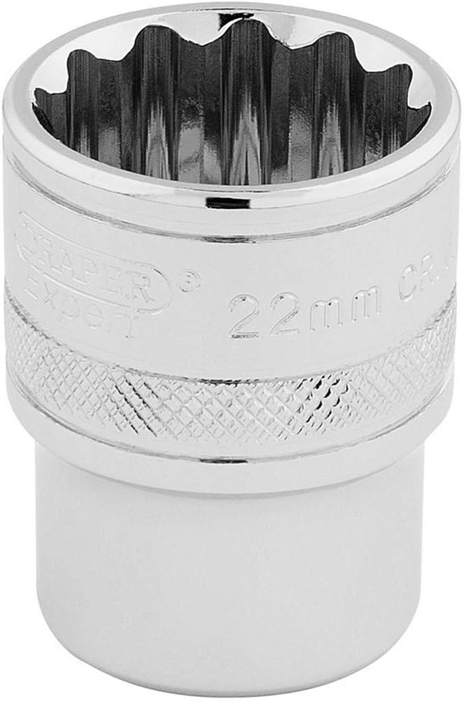 Draper 33368 1/2 Inch Square Drive 12 Point Socket 22mm Chrome Vanadium