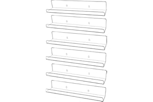 evron Acrylic Floating Shelves – 6-Pack Clear Wall Shelf for Bathroom, Bedroom, or Kitchen – Easy Installation with Adhesive (No-Drill) or Screws (Drill Required) – 13.8" Modern Rack (Clear 6 Pack)