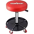 PowerSmart Rolling Mechanics Seat, 300 LBS Capacity Heavy-Duty Pneumatic Adjustable Garage Stool with Tool Tray Storage