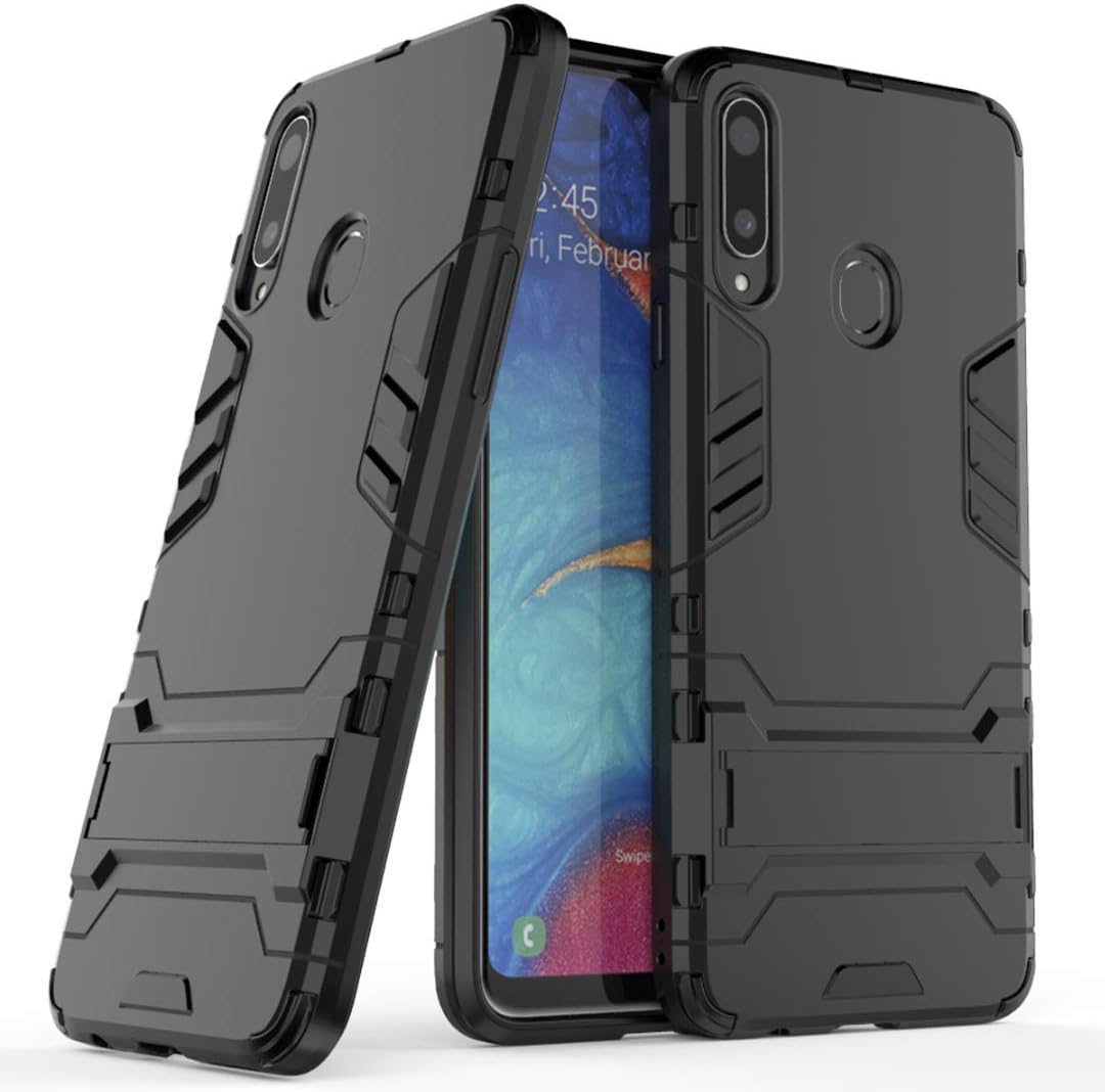 MISIDE Compatible for Samsung Galaxy A20S Case,[Scratchproof and Shockproof] 2 in 1 Hybrid Rugged Heavy Duty Armor Hard Back Cover with Kickstand for Samsung Galaxy A20S (Black)
