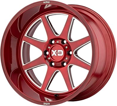 Amazon Com Xd Series By Kmc Wheels Pike 22x12 8x180 00 Brushed Red W Milled Accents 44 Mm Wheel Rim Automotive