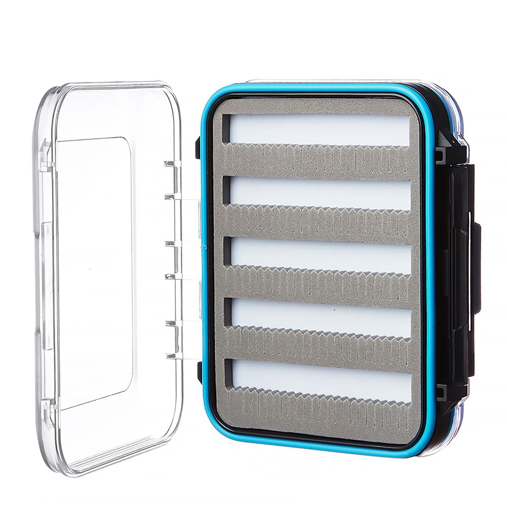 Fly Box for Fly Fishing Waterproof Double Clear Fly Fishing Tackle Box Jig Lure Storage Box (SIZE A: 12.7x10x4.5cm)