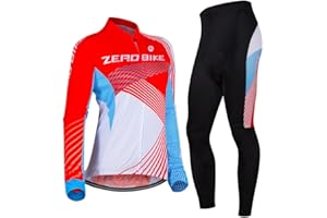 ZEROBIKE Women's Breathable Long Sleeve 3D Gel Padded Bicycle Cycling Suit Mesh Clothing Pants Set UV Protective