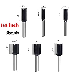 6Pcs Straight Router Bit Set 1/4 Shank, Double