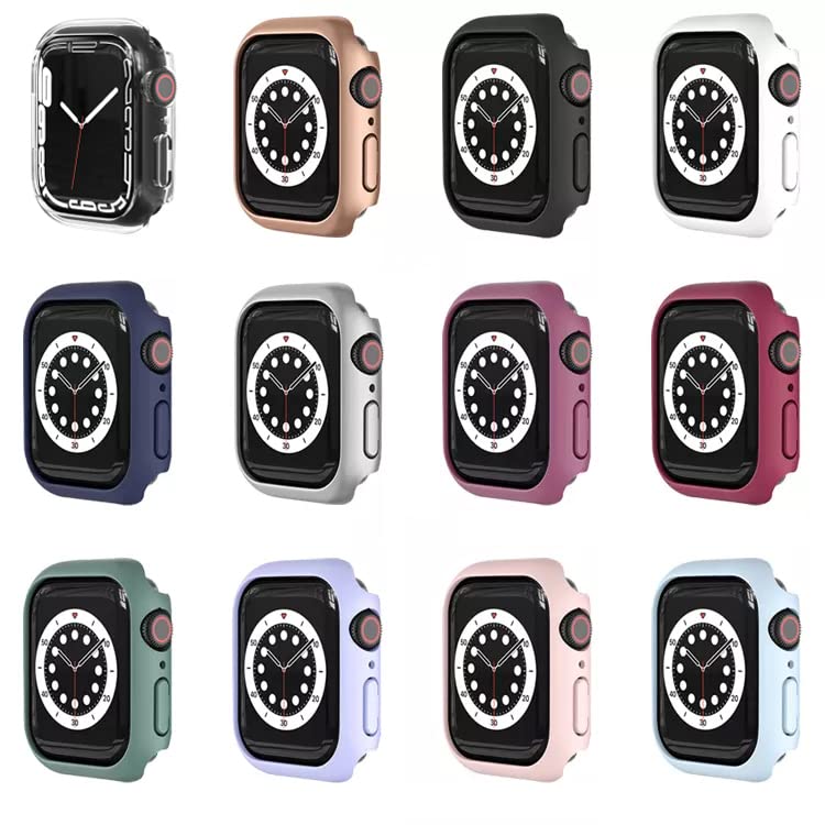 12 Pack Compatible for Apple Watch Case 45mm [NO Screen Protector] Series 8 7, Hard PC Bumper Case Protective Cover Frame Compatible for iWatch 8 7 (45mm for Series 8/7)
