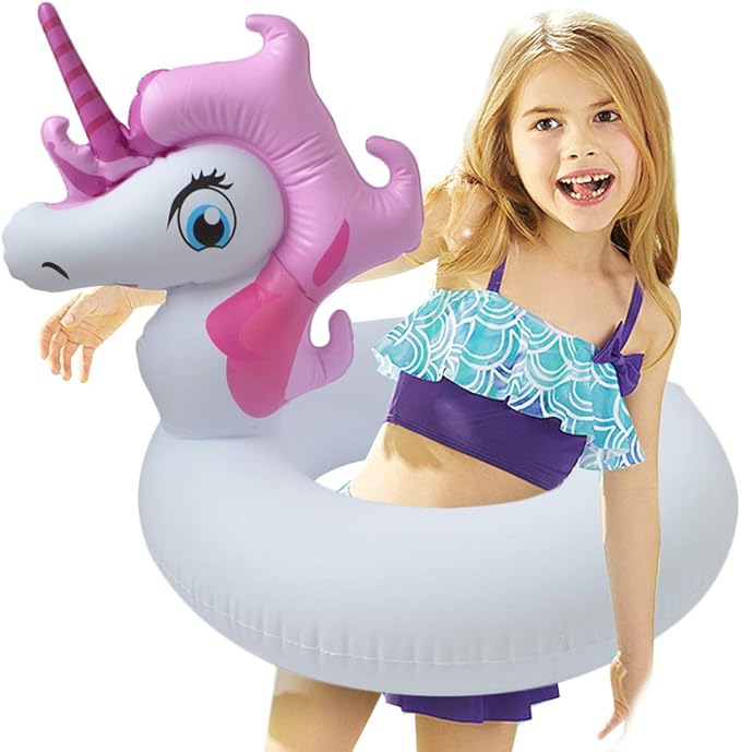LONEEDY Unicorn Pool Floats, Inflatable Floaties Tube Swim Ring Water Float Summer Beach Outdoor