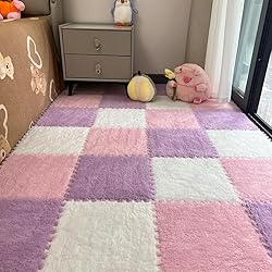 12Pcs Interlocking Carpet Tiles,12"x 12" Plush