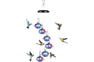 Headak Life Charming Wind Chimes Hummingbird feeders for Outdoors Hanging ant and bee Proof,Never Leak,Perfect Hummingbird Gift for People(Deep Blue)