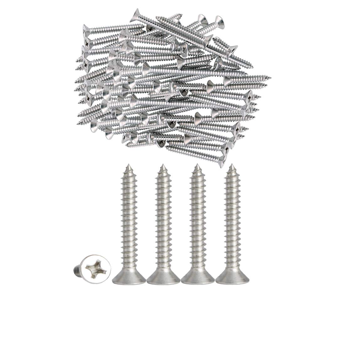 100pcs Qrity M4 x 30mm Stainless Steel Self Tapping Screws Phillips Flat Head Srews DIY Woodworking Screws (100PCS M4 x 30mm)