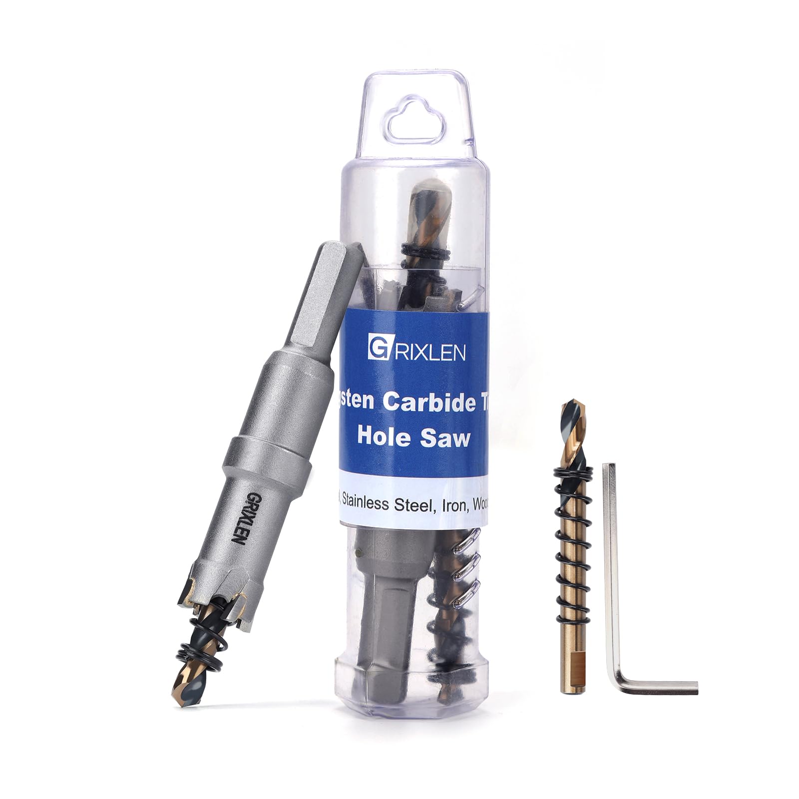 View 1 of 0.59" (15mm) Tungsten Carbide Tip Hole Saw,Hole Saw with M2 Pilot Drill bits for for Hard Metal Stainless Steel, Metal, Iron, and Plastic,25mm Drilling Depth (0.59" (15mm))