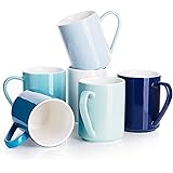 Sweese Coffee Mugs, Porcelain Coffee Mugs Set of 6-11 Ounce Coffee Cups Ceramic for Coffee, Tea, Cocoa and Mulled Drinks - Mu