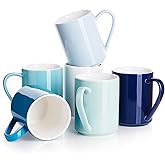 Sweese Coffee Mug, Porcelain 11 Oz Coffee Mugs Set of 6, Ceramic Coffee Cups with Handle for Coffee, Tea, Cocoa and Mulled Drinks - Multicolor, Cool Assorted Colors