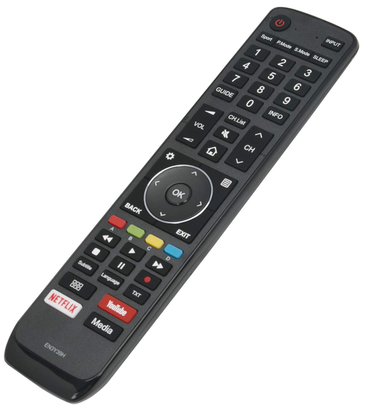 VINABTY EN3Y39H Replacement Remote Fit for Hisense ULED TV Sub EN3Y39HB EN3Y39D H50U7AUK H55U7AUK H65U7AUK H43AE6400 H50AE6400 H55AE6400 H65AE6400 H43A6550 H50A6550 H55A6550 H65A6550 H50U7A H55U7A