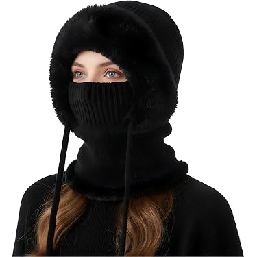 Women\'s Two-Piece Set Windproof Warm Balaclava Visor Hat 2Pcs/Set Womens Winter Warm Elastic Soft Ear Protection  main image 3