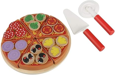 Amazon Co Jp キッチンは子供のためのピザカッターピザ木製ローリング教育玩具を切断プレイ 赤 おもちゃ