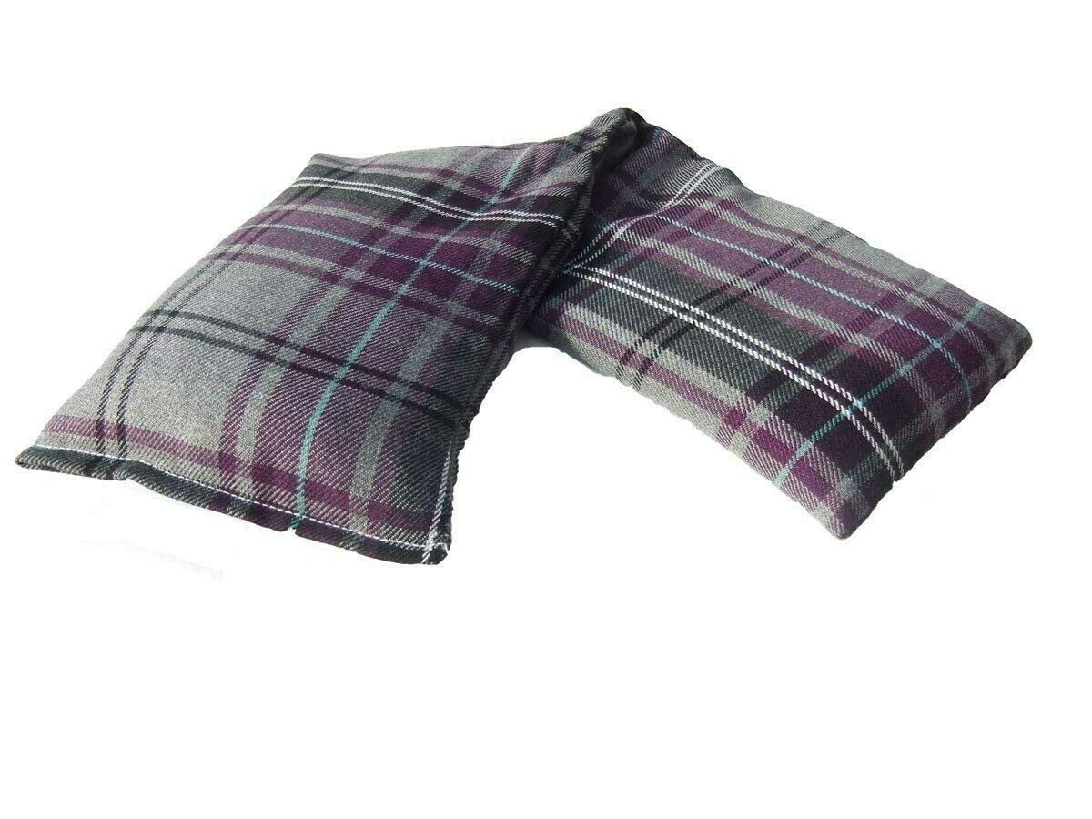 Large Wheat Heat Pack Cotton Tartan Microwave Wheat Bag Lavender Scented, Purple