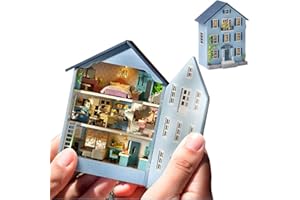 MONTIDEY DIY Miniature Wooden Dollhouse Furniture Kit,Mini Handmade Doll House with LED,1:24 Scale Creative Woodcrafts Toys for Adult Friend Lover Birthday Gift (MoLan House)