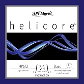 D'Addario Helicore Pizzicato Bass Single D String, 3/4 Scale, Light Tension