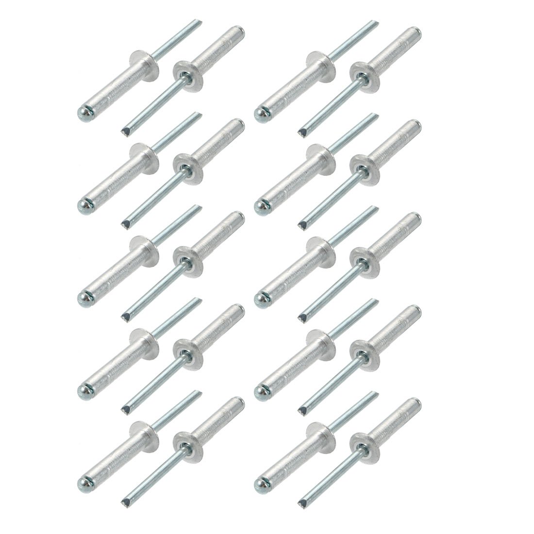 Sourcingmap 20 Pcs 6mm x 30mm Aluminum/Steel Open End Blind Rivets