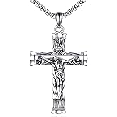 YFN Cross Necklace Sterling Silver Religious Cross Pendant Christians Jewelry Gifts for Women Men