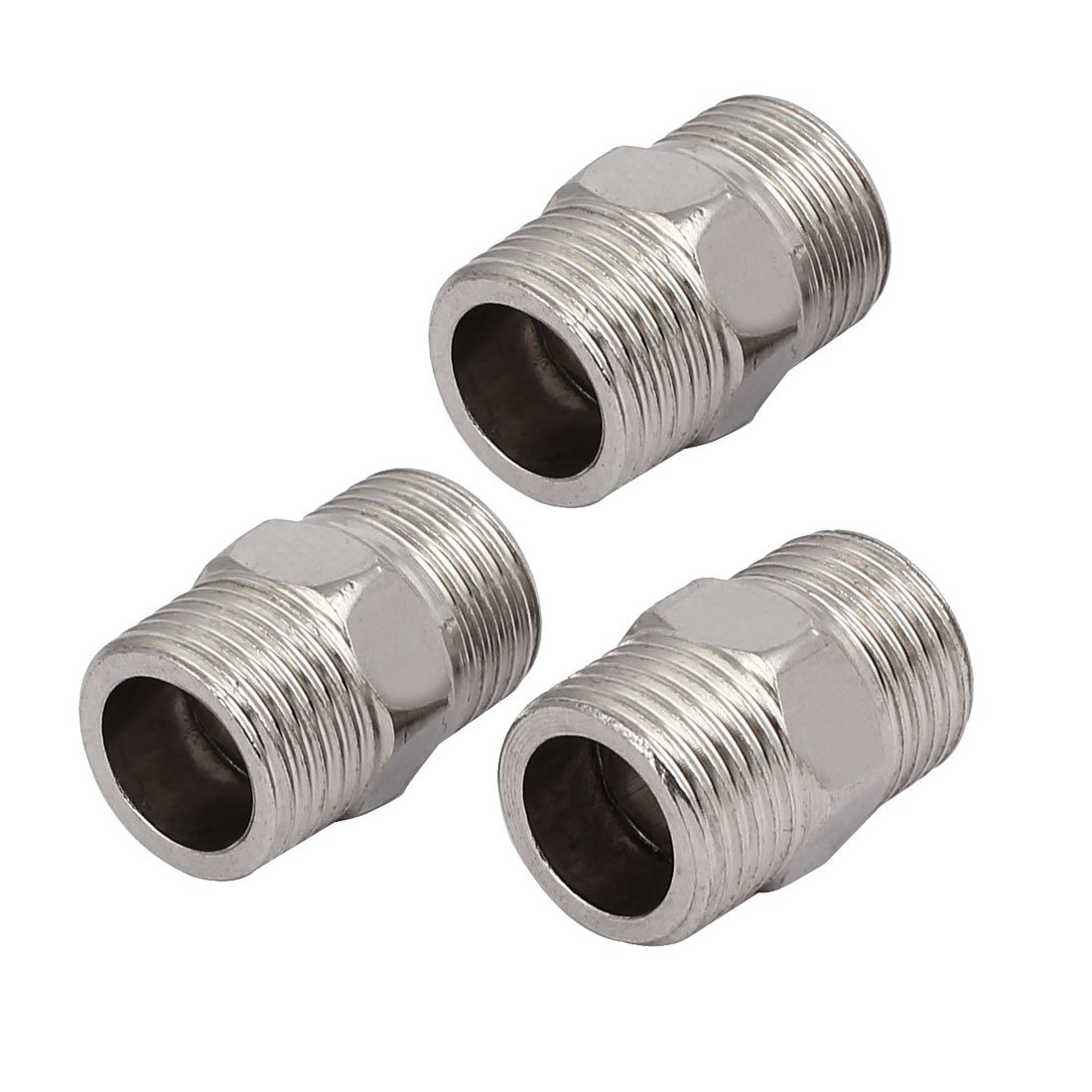 sourcingmap G1/2 Male Thread Stainless Steel Hex Tube Pipe Connecting Fittings 3pcs