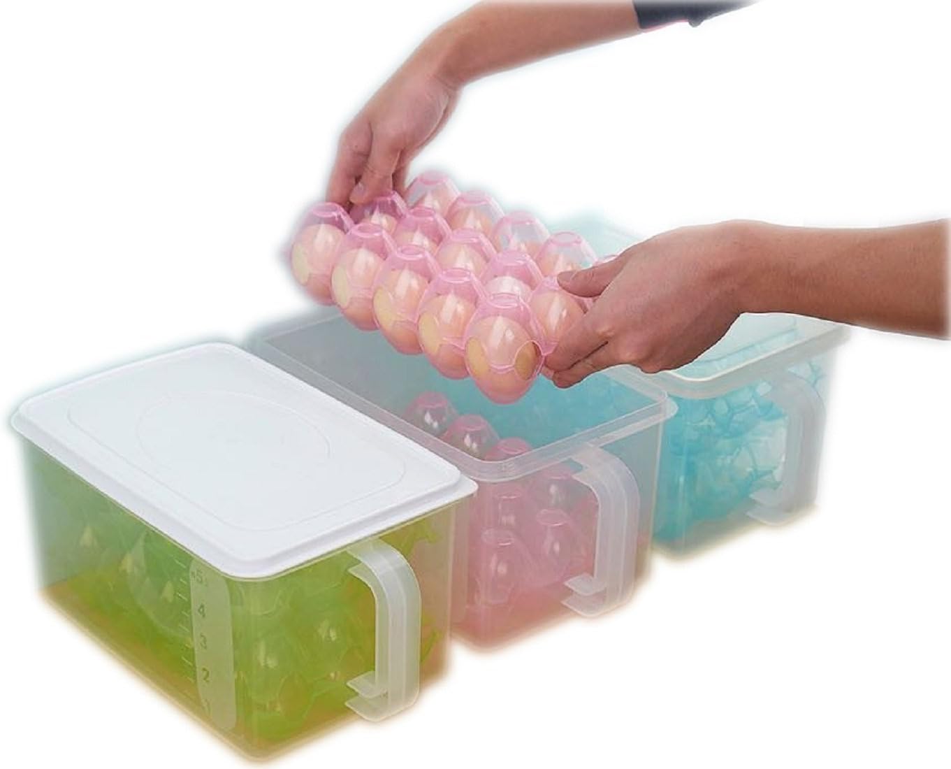 Kretix Plastic Egg Box Kitchen Refrigerator 30 Grid Egg Container Storage Box/Holder/Case Food Crisper Organizer - Color May Very