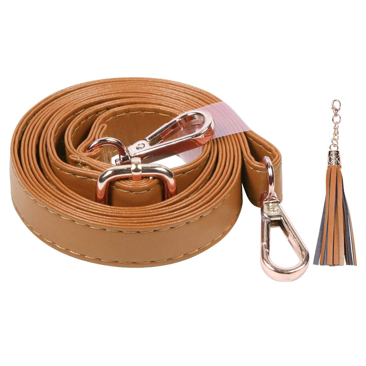 BEAULEGAN Crossbody Bag Strap - Microfiber Leather - Replacement for Handbag/Purse, Adjustable 150cm Long 2cm Wide (Light Tan/Gold)