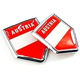 Newperlite Austria Flag Decal Sticker Car Emblem Austrian Flag Car Decoration Accessories Chrome Shield for Truck Vehicles Cars, 2 Pack