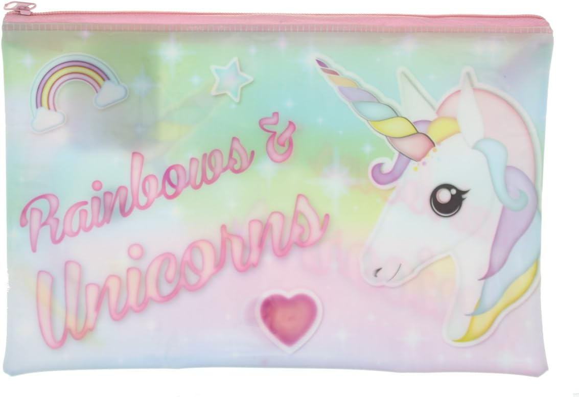 Discount Wholesale 56812-ITP Rainbows & Unicorns PVC Zip Pencil Case School Equipment