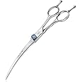 JASON 7" Curved Dog Grooming Scissors, Ergonomic Pets Cats Trimming Shears with Offset Handle and a Jewelled Screw for Right Handed Groomers, Sharp, Comfortable