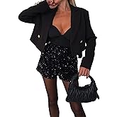 Geulis Womens High Waisted Sequin Shorts Sparkle Glitter Party Performance Rave Shorts